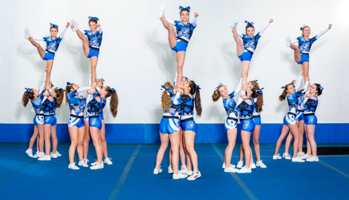 A group of cheerleaders at cheerleading camps