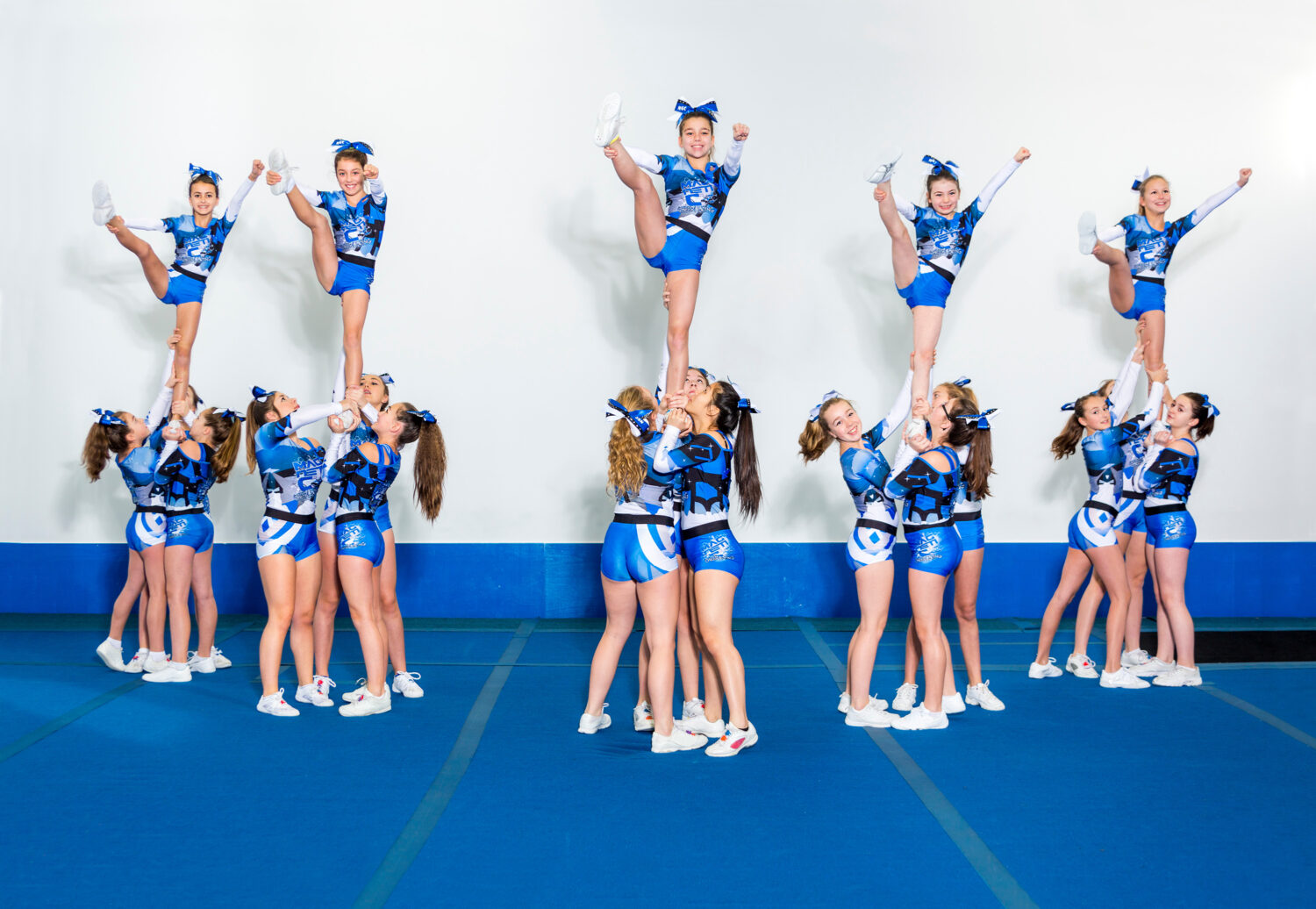 A group of cheerleaders at cheerleading camps