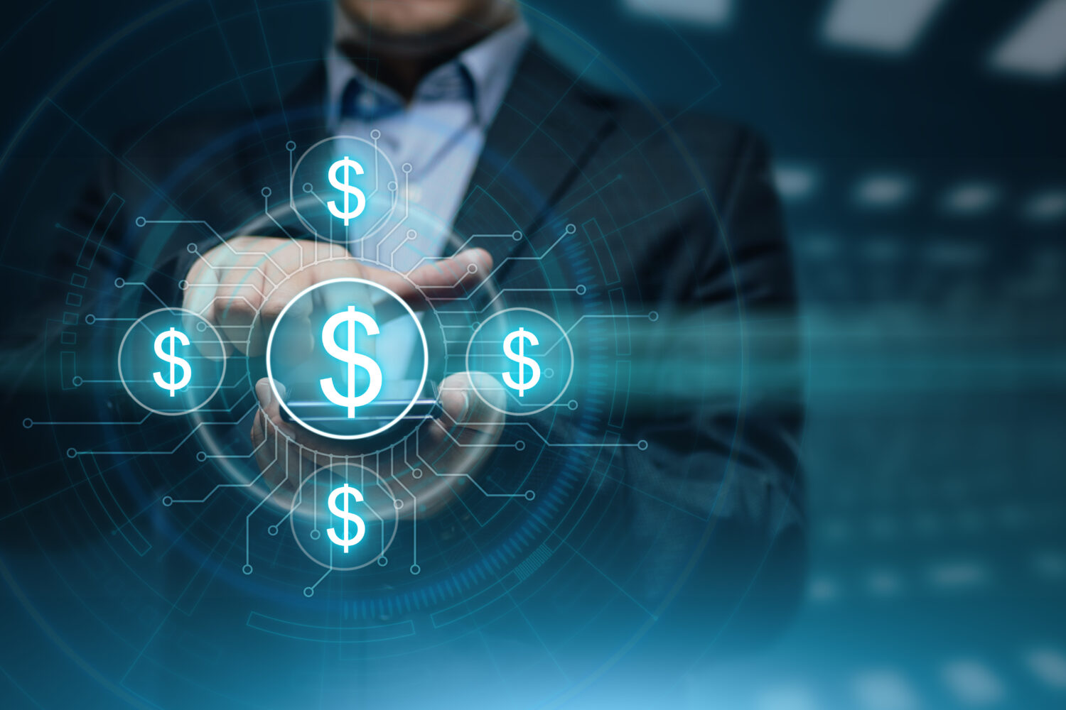 Make Money Online Business Internet Success Technology Concept Visual concept of financial growth with dollar symbols, representing how much money an indoor sports facilities can make.