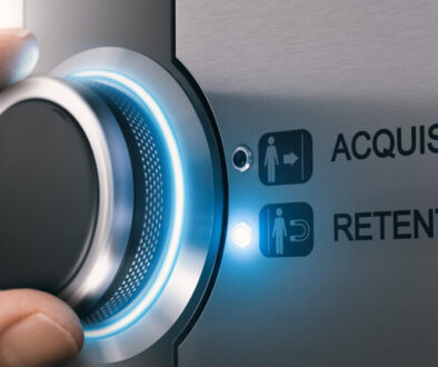 A hand turning a dial toward "Retention" instead of "Acquisition," symbolizing the importance of Member Retention Strategies in business growth.