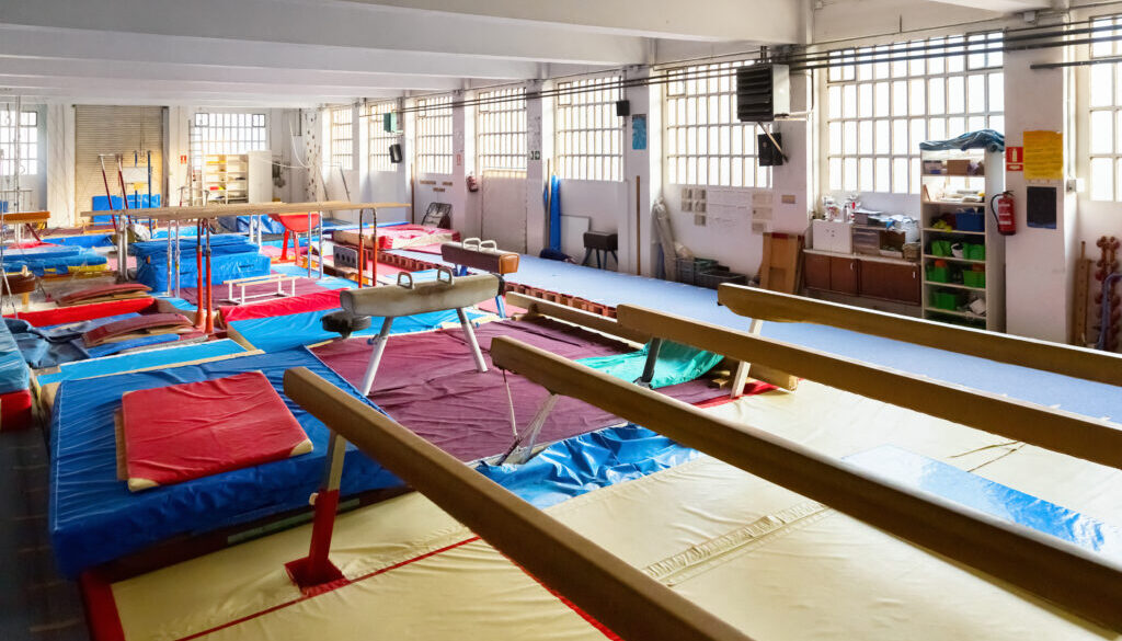 Various gymnastic equipment at acrobatic center