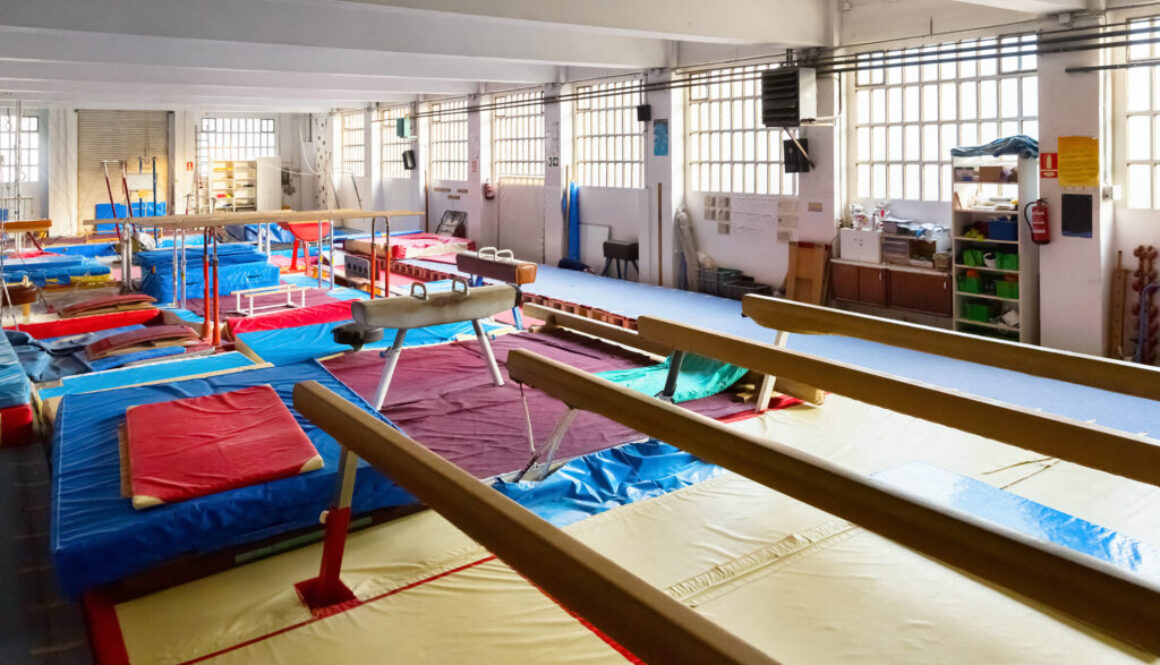 Various gymnastic equipment at acrobatic center