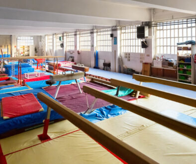 Various gymnastic equipment at acrobatic center