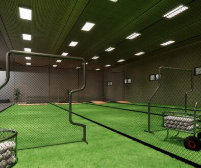 Indoor Batting Cages For Baseball & Softball 3d rendering illustration