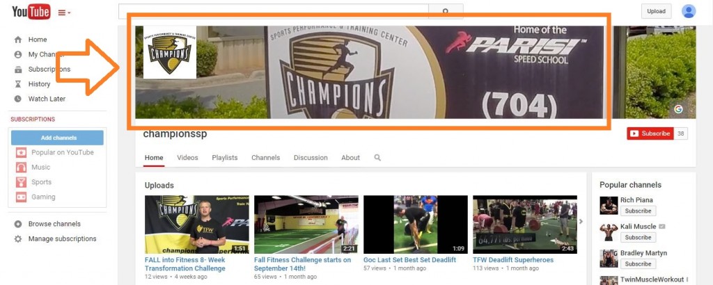Sports Performance and Training Center Champions YouTube Image